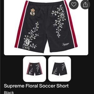 Supreme Black Floral Embroidered Shorts